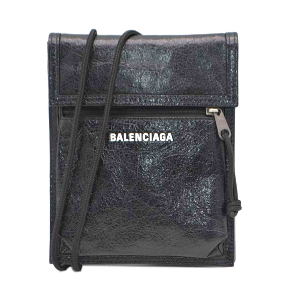 Balenciaga Explorer Leather Pouch Shoulder Bag Noir Black